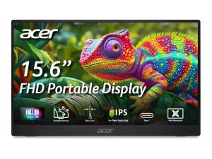 Монитор ACER PM161QB1bmiuux Portable (UM.ZP1EE.101), 15.6'' IPS, FullHD (1920x1080) 60Hz, 16:9, 4ms, 250 cd/m², 1000:1, AdaptiveSync, Speaker 2x1W, HDMI, 2xUSB Type-C, Black