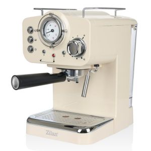 Еспресо машина ZILAN ZLN2992, 1100W, 15 bar, 1.25 л, Двойно приготвяне, Портафилтър, Топла и студена млечна пяна, Регулиране на темп, Кремав