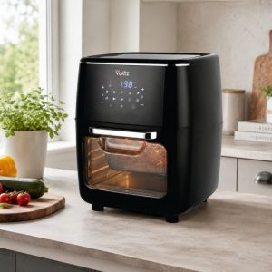 Фритюрник-фурна с горещ въздух Oliver Voltz OV51980AO, 1700W, 13 л, 10 програми, 65-200°C, Въртящи се шишове и кошница, Тъч скрийн, Втасване, Черен