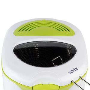 Фритюрник Voltz V51980A, 2 литра, 1300W, 80-190 C, Незалепващ съд, Бял/зелен