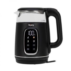 Електрическа кана Oliver Voltz OV51230AF, 2200W, 1.7 л, 4 режима, 13 темп. настройки, LCD дисплей, Сензорен контрол, Черен/Сребрист