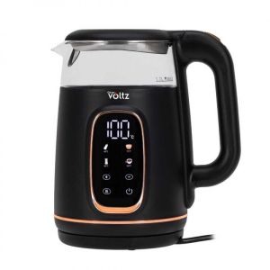 Електрическа кана Oliver Voltz OV51230AF, 2200W, 1.7 л, 4 режима, 13 темп. настройки, LCD дисплей, Сензорен контрол, Черен/Розово злато
