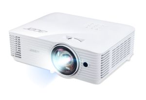 Мултимедиен проектор Acer Projector S1386WH, DLP, Short Throw, WXGA (1280x800), 3600 ANSI Lumens, 20 000:1, 1x, 3D ready, HDMI, VGA out, DC Out (5V/1A, USB-A), RCA, Audio in/out, Speaker 16W, Bluelight Shield, Bag, 3.1kg, 3Y, White