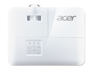 Мултимедиен проектор Acer Projector S1386WH, DLP, Short Throw, WXGA (1280x800), 3600 ANSI Lumens, 20 000:1, 1x, 3D ready, HDMI, VGA out, DC Out (5V/1A, USB-A), RCA, Audio in/out, Speaker 16W, Bluelight Shield, Bag, 3.1kg, 3Y, White