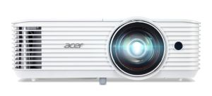 Мултимедиен проектор Acer Projector S1386WH, DLP, Short Throw, WXGA (1280x800), 3600 ANSI Lumens, 20 000:1, 1x, 3D ready, HDMI, VGA out, DC Out (5V/1A, USB-A), RCA, Audio in/out, Speaker 16W, Bluelight Shield, Bag, 3.1kg, 3Y, White