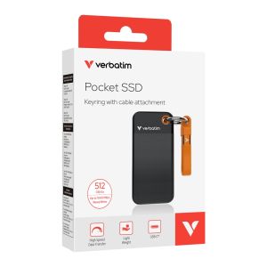 Твърд диск Verbatim Pocket SSD USB 3.2 Gen 2 512GB Black/Orange