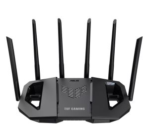 Рутер AsusTUF Gaming, BE6500 Dual Band WiFi 7 Router, 4K-QAM, Multi-Link Operation (MLO), Quad 2.5GbE port, Mobile Game Mode, Gear Accelerator, Gaming Port, Open NAT, Smart Home Master, Subscription-Free Security,  AiMesh support, 4G/5G Auto Mobile Tether