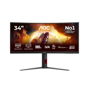 Монитор AOC CU34G4CA, 34" Curved 1500R, Fast VA, WLED, 3440x1440@180Hz, 1ms GtG, 0.5ms MPRT, 450cd m/2, 3000:1, Adaptive Sync, FlickerFree, Low Blue Light, Tilt, Height Adjust, Swivel, 2xHDMI, DP, USB hub