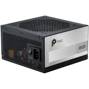 MSI PRO A1000PL PCIE5, 1000W, 80 Plus Platinum, 120mm Fluid Dynamic Bearing Fan, Protections: OCP/OTP/OPP/SCP/OVP/UVP/SIP/NLO, Dimensions: 150mmx150mmx86mm, 7Y Warranty