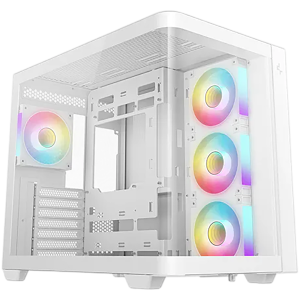 DeepCool CG530U 4F WH, Mid Tower, Mini-ITX/Micro-ATX/ATX, Rear Connector support, 2xUSB3.0, 1xType-C Gen 2, 1xAudio, 3x120mm ARGB Reverse Fan, 1x120mm ARGB Fan, Tempered Curved Glass, Mesh Panel, White, 2Y, R-CG530U-WHAGA4-G