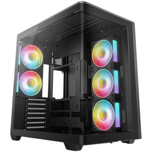 DeepCool CG590U 5F, Mid Tower, Mini-ITX/Micro-ATX/ATX, Rear Connector support, 2xUSB3.0, 1xType-C Gen 2, 1xAudio, 3x120mm ARGB Reverse Fan, 2x120mm ARGB Fans, Tempered Curved Glass, Mesh Panel, Black, 2Y, R-CG590U-BKAGA5-G