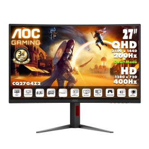Монитор AOC CQ27G4Z2, 27" Curved 1500R, Fast VA, WLED, 2560x1440@260Hz (OC, Native 240Hz), 1ms GtG, 0.5ms MPRT, 400cd m/2, 3000:1, 80M:1 DCR, Adaptive Sync, FlickerFree, Anti-Blue Light, Tilt, Height Adjust, Swivel, 2xHDMI, DP