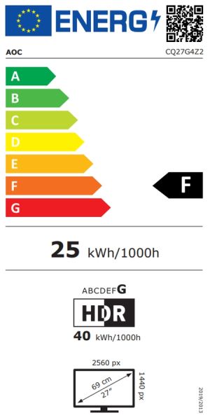 Монитор AOC CQ27G4Z2, 27" Curved 1500R, Fast VA, WLED, 2560x1440@260Hz (OC, Native 240Hz), 1ms GtG, 0.5ms MPRT, 400cd m/2, 3000:1, 80M:1 DCR, Adaptive Sync, FlickerFree, Anti-Blue Light, Tilt, Height Adjust, Swivel, 2xHDMI, DP