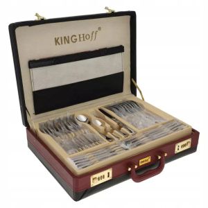 Комплект прибори за хранене Kinghoff KH 3504, 72 части, За 12 човека, Куфар, Неръждаема стомана 18/0, Сребрист