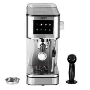 Еспресо машина 7в1 Camry CR 4389, 1200W, 20 bar, 1.7 л, PID управление, Сензорен LCD панел, Затопляне на чаши, Студена екстракция, Инокс