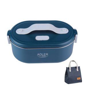 Електрическа кутия за обяд Adler AD 4522, 45W, 0.8 л, До 70C, Съд от неръждаема стомана, Термочанта, Син