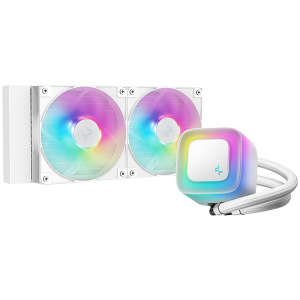DeepCool LE240 WH V2, 240mm CPU Liquid Cooler, 2x120mm PWM ARGB Fans, ARGB block, White, LGA1851/1700/1200/1151/1150/1155, AMD AM5/AM4, R-LE240-WHAMMN-G-2, 3Y