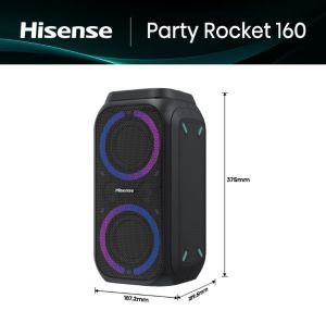 Аудио система Hisense Party speaker 2.0 Ch., 160W, BT, 12h play, Black