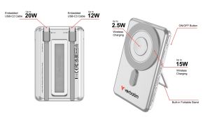 Външна батерия Verbatim Charge 'n' Go 2C Power Bank Magnetic Wireless 5000mAh with 2 USB-C Cables & Stand Silver