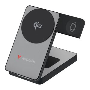 Външна батерия Verbatim Foldable 3-in-1 Qi2 Magnetic Wireless Power Bank 10000 mAh Grey