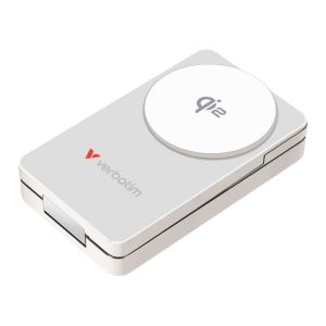Външна батерия Verbatim Foldable 3-in-1 Qi2 Magnetic Wireless Power Bank 10000 mAh White
