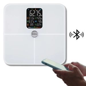 Кантар-анализатор Klausberg KB 7941, До 180 кг, BIA, Bluetooth, LCD, Закалено стъкло, Smart, Бял