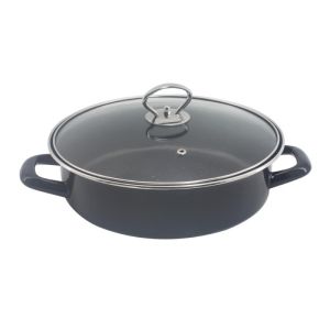 Тава и тенджера 2в1 Rosberg R51222A28CT, 28 см, Мраморно покритие, Капак, Индукция и фурна, Черен
