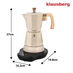 Електрическа кубинска кафеварка Klausberg KB 7999, 500W, 6 чаши, Вграден нагревател, Предпазен клапан, Бежов мрамор