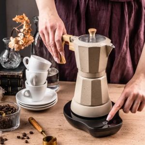 Електрическа кубинска кафеварка Klausberg KB 7999, 500W, 6 чаши, Вграден нагревател, Предпазен клапан, Бежов мрамор