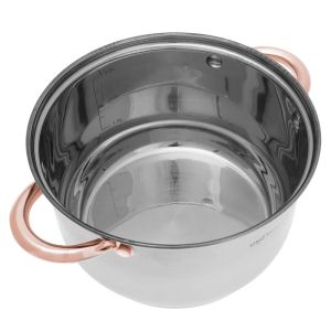 Комплект тенджери и тиган Kinghoff KH 1765, 12 ч, Индукция, Инокс/розово злато
