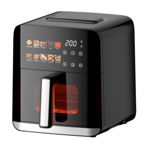 Фритюрник с горещ въздух Oliver Voltz OV51980CE, 1800W, 4 л, 80-200°C, 10 програми, Таймер, Прозорец, LED, Черен