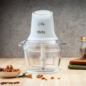 Чопър Oliver Voltz Daisy OV51111W, 600W, 1 л, Стъклена купа, Двоен нож, Пулс, Бял