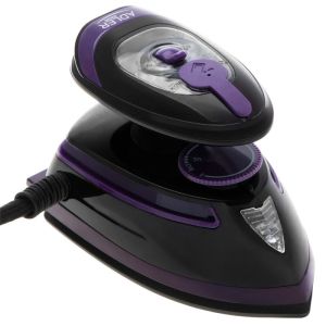 Парна ютия за пътуване Adler AD 5049, 420W, 30 мл, Керамична плоча, Парно и сухо гладене, Черен/Лилав