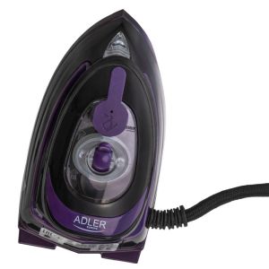 Парна ютия за пътуване Adler AD 5049, 420W, 30 мл, Керамична плоча, Парно и сухо гладене, Черен/Лилав