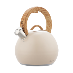 Свирещ чайник Klausberg KB 7956, 3l, Термоизолирана дръжка, Многослойно дъно, Индукция, Бежов