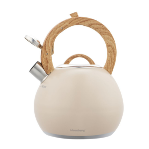 Свирещ чайник Klausberg KB 7956, 3l, Термоизолирана дръжка, Многослойно дъно, Индукция, Бежов