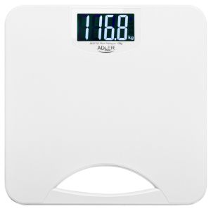 Кантар Adler AD 8193, До 250 кг, LCD, Индикатори за батерия и претоварване, Неплъзгащ се, Бял