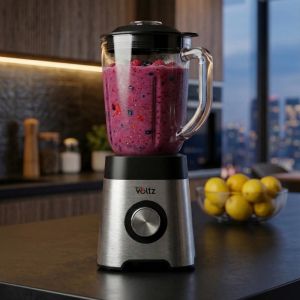 Блендер Oliver Voltz OV51162E, 800 W, 2 скорости+Pulse, Стъклена кана с капацитет 1.5 л, Трошене на лед, Сребрист
