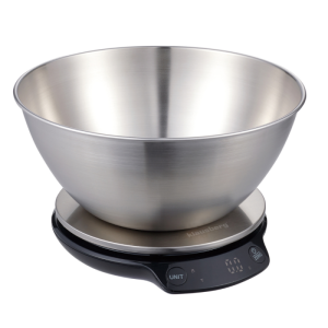 Кухненска везна с купа Klausberg KB 7939, 5 Kg, Bluetooth, Мобилно приложение, LED, ТАРА, Течности, 4 хранителни стойности, Инокс
