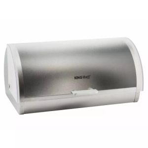 Кутия за хляб Kinghoff KH 3203, 39.5x28x18.5 см, Стомана, Полупрозрачен капак, Бял/сив