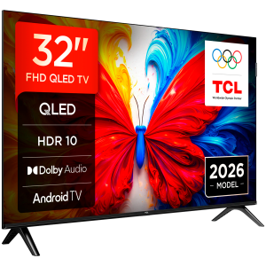 Телевизор 32" TCL 32S5L, Full HD QLED, SmartTV, Android TV, 60Hz, WiFi 4, Black