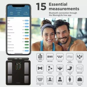 Кантар - анализатор Klausberg KB 7856, До 180 кг, Bluetooth, Android/iOS, LCD дисплей, 14 телесни стойности, Черен