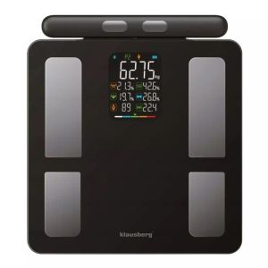 Кантар - анализатор Klausberg KB 7856, До 180 кг, Bluetooth, Android/iOS, LCD дисплей, 14 телесни стойности, Черен