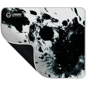Full print white and black design, Bottom is black rubber with embossed LORGAR logo, with double side edge stitching
