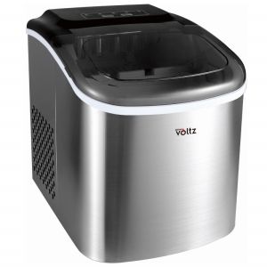 Ледогенератор Oliver Voltz OV51447CS, 120W, 12кг/24 часа, 1.3 л, 9 кубчета за цикъл работа, Индикатор за лед и вода, Инокс