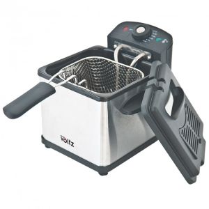 Мини фритюрник Oliver Voltz OV51980CG, 1000W, 1.2 л, 0-190°C, Неръждаема стомана, Светлинни индикатори, Инокс/черен