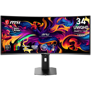 MSI MPG 341CQR QD-OLED X36 Gaming Monitor, 34" 360Hz, UWQHD (3440x1440) 21:9, Tandem QD-OLED, 1800R, 0.03ms, 300nits, 1500000:1, 178/178, G-SYNC Compatible, AMD FreeSync Premium Pro, DisplayHDR True Black 500, Adj. Stand, 1xDP, 2xHDMI, 1xType-C, 3Y
