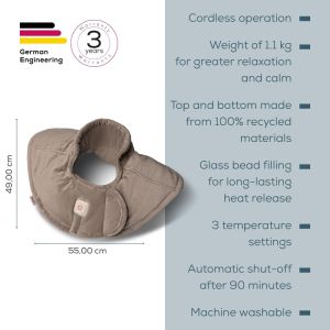 Термоподложка Beurer HK 165 Huggy Taupe Shoulder heat pad; Soft & cosy material; lithium-ion battery; Soothing heat for up to 4 h; Machine-washable at 30°C; 3 temp. settings