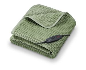 Термоподложка Beurer HD 72 Waffle Sage Green Heated overblanket; Soft and cuddly surface; Machine-washable at 30°C; 3 temp. settings; 1.7kg. Lightweight blanket