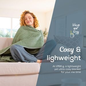 Термоподложка Beurer HD 72 Waffle Sage Green Heated overblanket; Soft and cuddly surface; Machine-washable at 30°C; 3 temp. settings; 1.7kg. Lightweight blanket